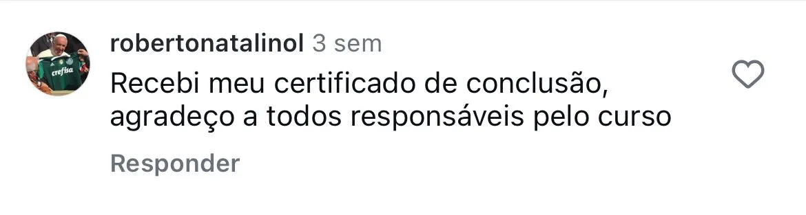 Depoimento de aluno do curso de Assados