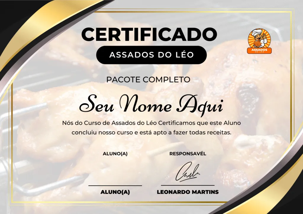 Certificado de qualificação do curso Assados do Léo