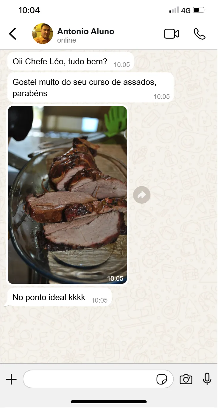 Depoimento de aluno do curso de Assados