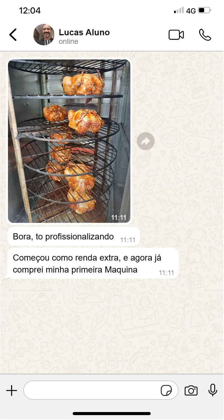 Depoimento de aluno do curso de Assados