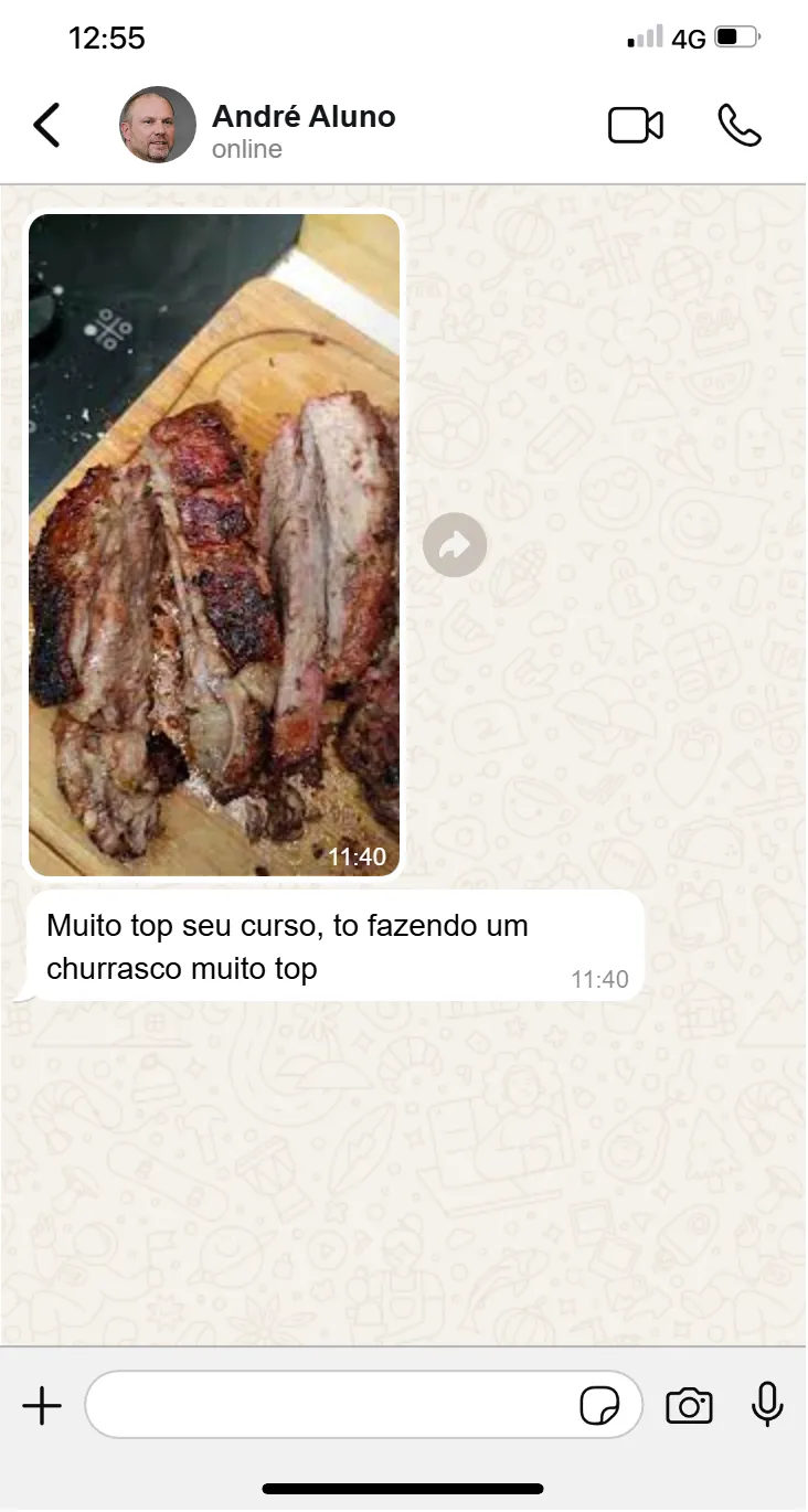 Depoimento de aluno do curso de Assados